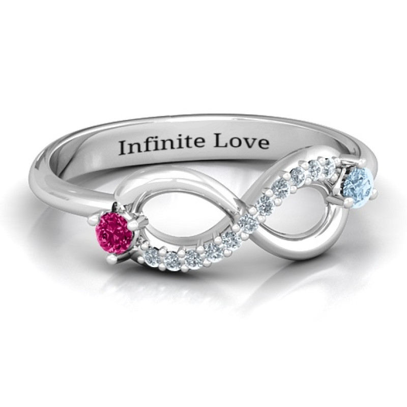 Double Stone Infinity Accent Ring Double Stone Infinity Accent Ring with birthstone accents