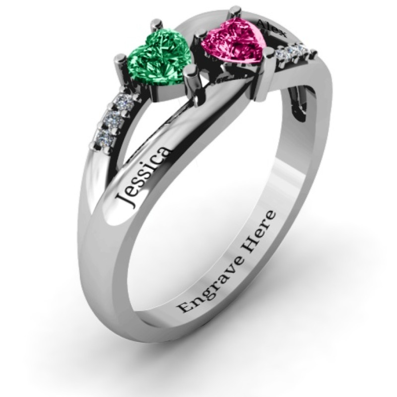 Dual Hearts with Accents Ring Dual Hearts with Accents Ring gallery image