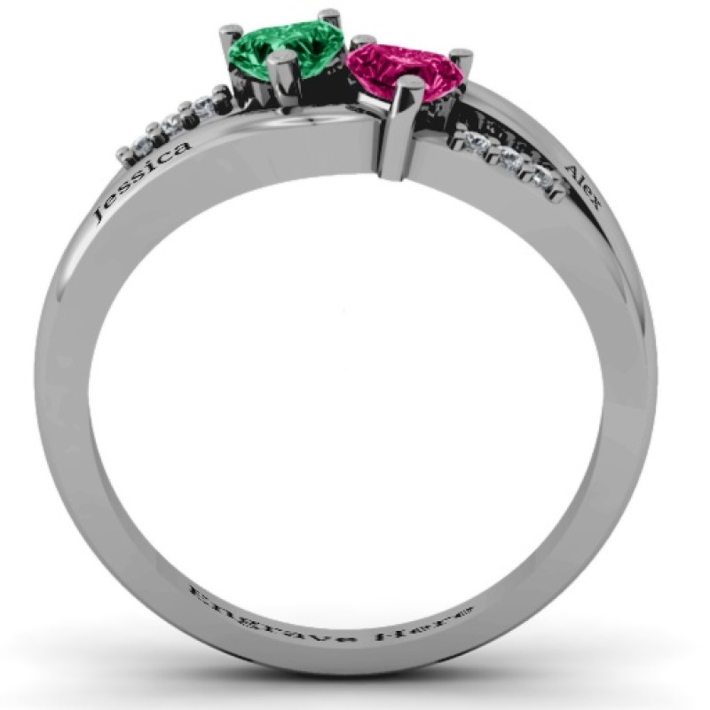 Dual Hearts with Accents Ring Dual Hearts with Accents Ring gallery image
