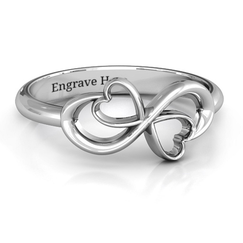 Duo of Hearts Infinity Ring with infinity and heart design