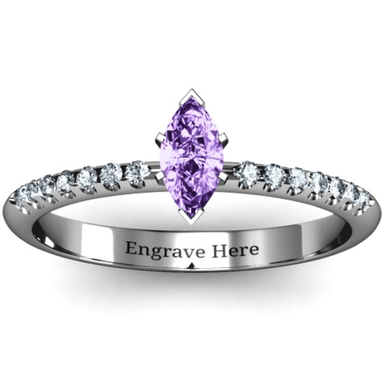 Custom Marquise Accent Band Ring Custom marquise accent band ring product view