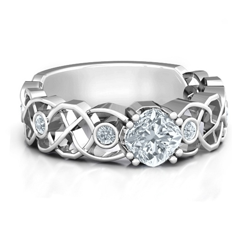Elizabeth Ring Elizabeth Ring with cushion-cut centre stone and round accent stones