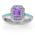 Emerald cut halo cocktail ring product image