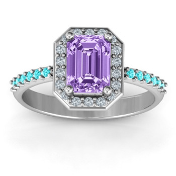 Emerald Cut Cocktail Ring with Halo Emerald Cut Cocktail Ring with Halo