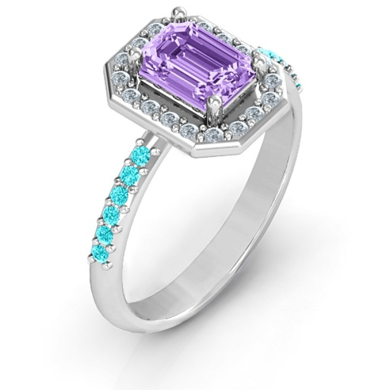 Emerald cut halo cocktail ring product image