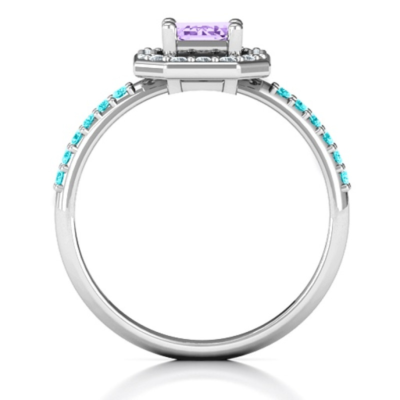 Emerald cut halo cocktail ring product image