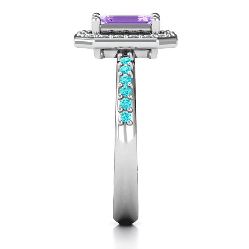 Emerald cut halo cocktail ring product image