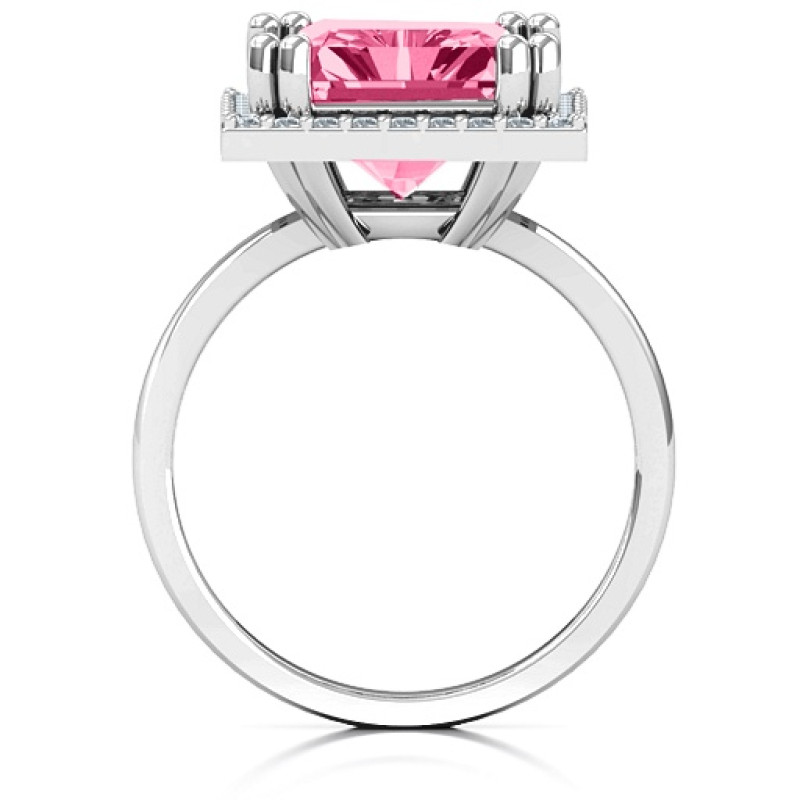 Emerald Cut Statement Ring with Halo Emerald cut statement ring with halo accent stones