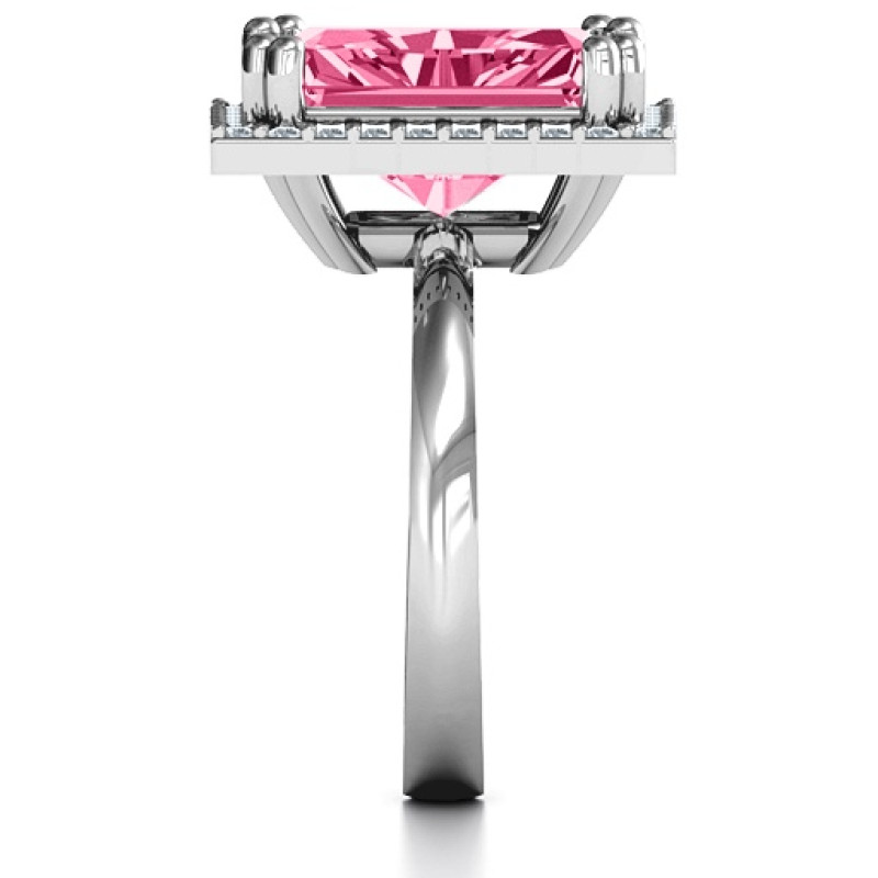 Emerald Cut Statement Ring with Halo Emerald cut statement ring with halo accent stones