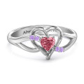 Endless Romance Engravable Heart Ring Endless Romance engravable heart and infinity ring with heart-cut stone