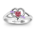 Endless Romance Engravable Heart Ring - Product View Endless Romance engravable heart and infinity ring product view