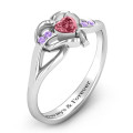 Endless Romance Engravable Heart Ring - Detail View Endless Romance engravable heart and infinity ring detail view