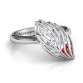 Elm Cage Leaf Ring with Heart-Cut Stones Elm cage leaf ring with heart-cut stones