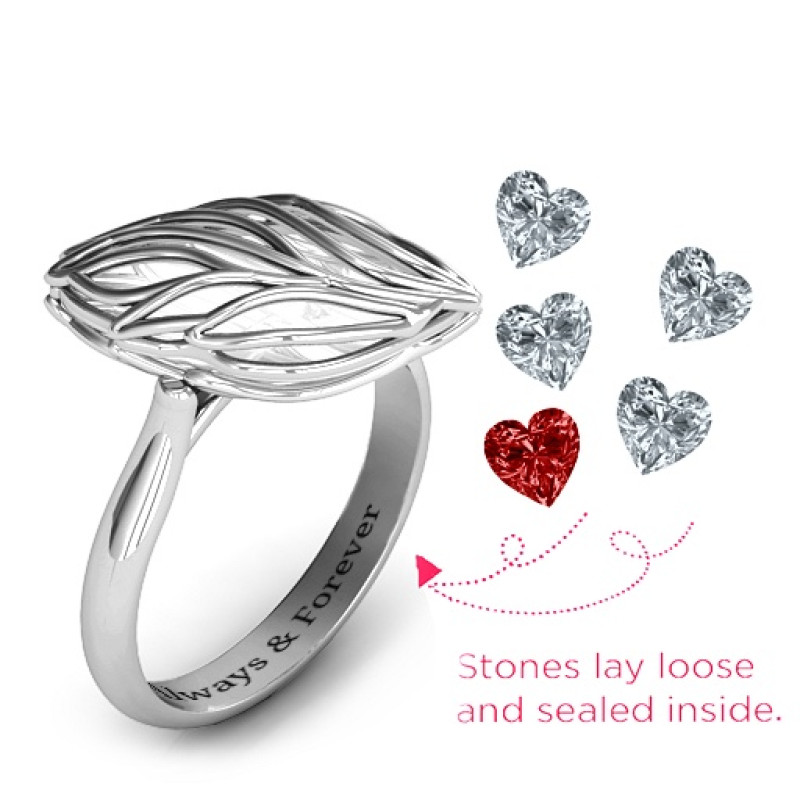 Elm Cage Leaf Ring Detail View Elm cage leaf ring detail view