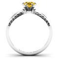 Fancy split shank solitaire ring detail view