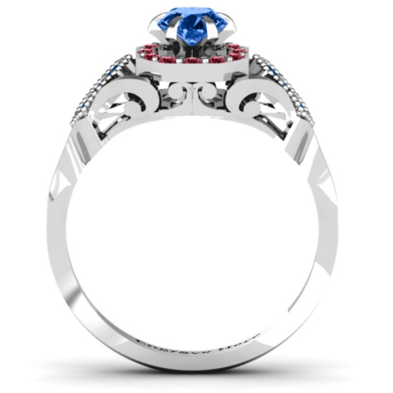 Fancy Vintage Ring showing the pierced undergallery and side accents