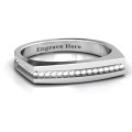 Fissure Beaded Groove Women's Ring Fissure beaded groove women's square-topped ring