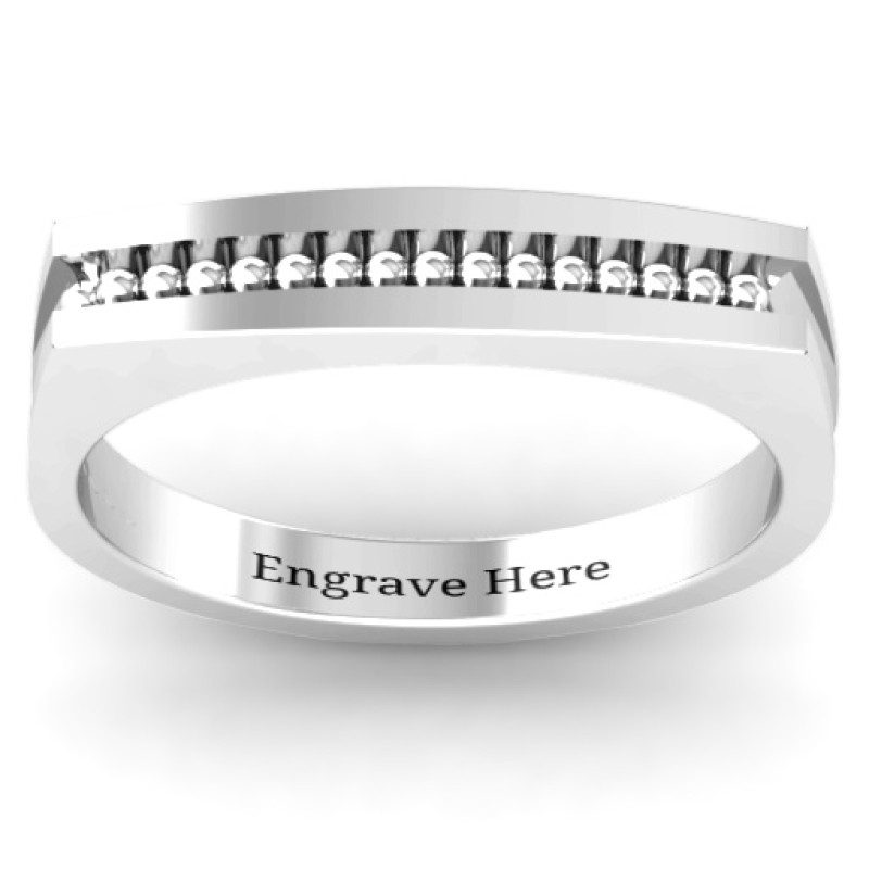 Fissure Beaded Groove Women's Ring Fissure beaded groove women's square-topped ring