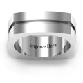 Fissure Grooved Square Men's Ring Fissure grooved square-shaped men's ring with a deep surrounding groove