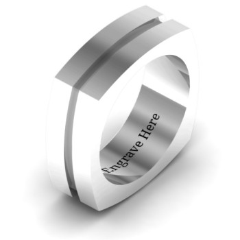 Fissure Grooved Square-shaped Men's Ring Fissure Grooved Square-shaped Men's Ring