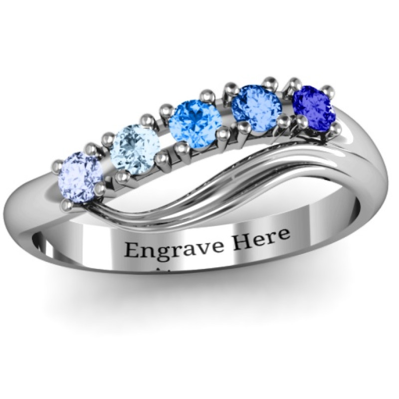 Five Stone Wave Ring product view
