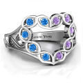Floating Heart Infinity Ring with infinity-symbol border and round stones
