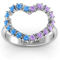 Floating Heart with Stones Ring gallery view
