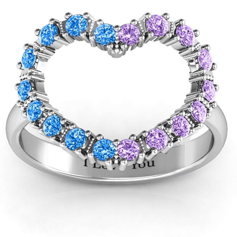 Floating Heart with Stones Ring gallery view