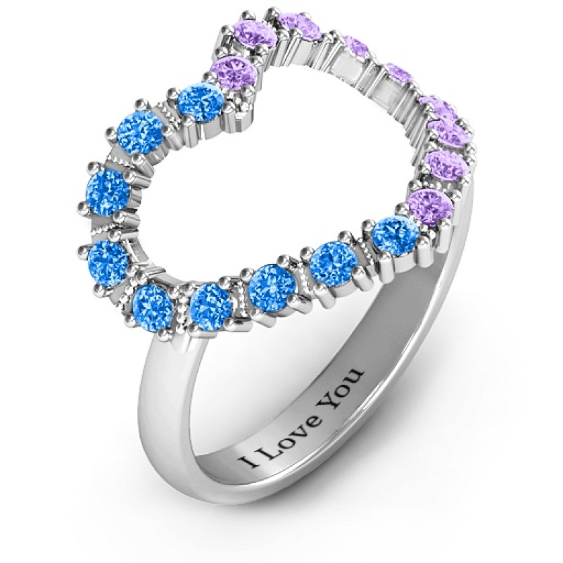 Floating Heart with Stones Ring gallery view