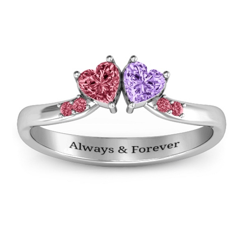 Follow Your Heart Ring with two heart-cut centre stones