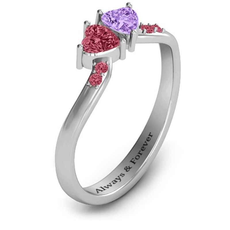 Follow Your Heart Ring showing heart-cut stones and accent stones