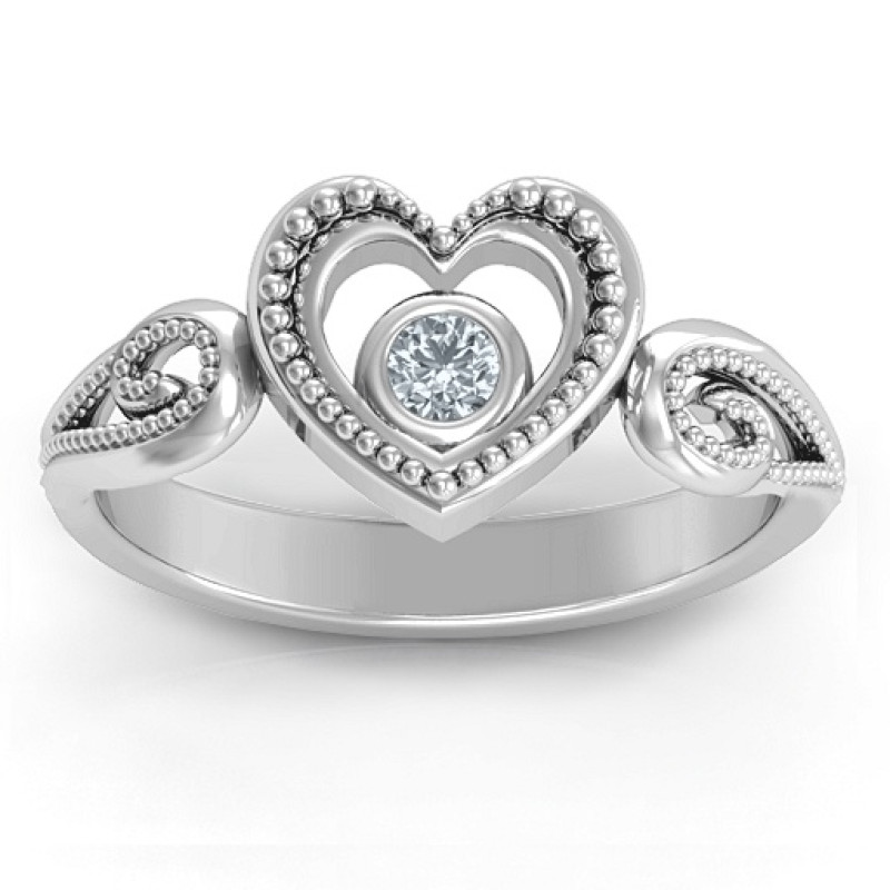 For My Love heart ring with a bezel-set centre stone
