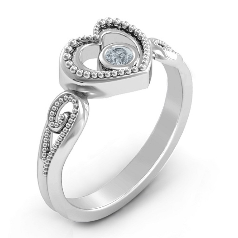 For My Love heart ring with a bezel-set centre stone
