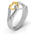 Forever Linked Hearts Ring - View 3 Forever Linked Hearts Ring showing freeform shank and accent detailing