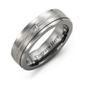 Gemstone ring with diamond-cut grooves and a round centre stone