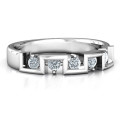 Geometric Fashion Band with Five Custom Stones Geometric Fashion Band ring with five round stones