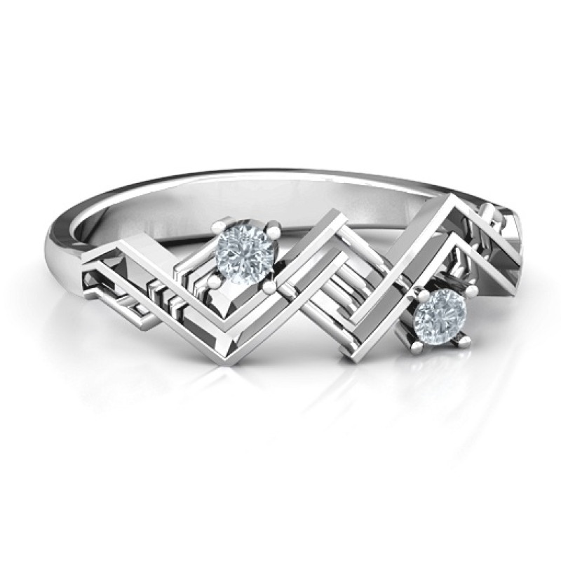 Geometric Glamor Ring Geometric Glamor Ring with two round stones