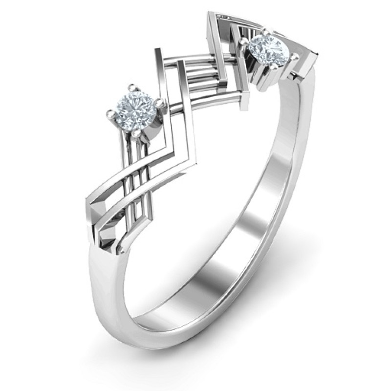 Geometric Glamor Ring Geometric Glamor Ring with two round stones