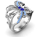 Glimmering Butterfly Ring with two centre stones and accent stones