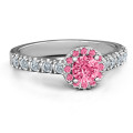 Graceful Shine Vintage Ring with round centre stone and accent stones