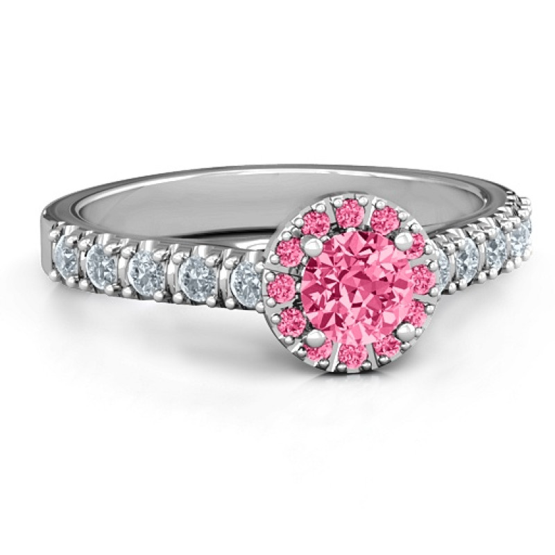 Graceful Shine Vintage Ring with round centre stone and accent stones
