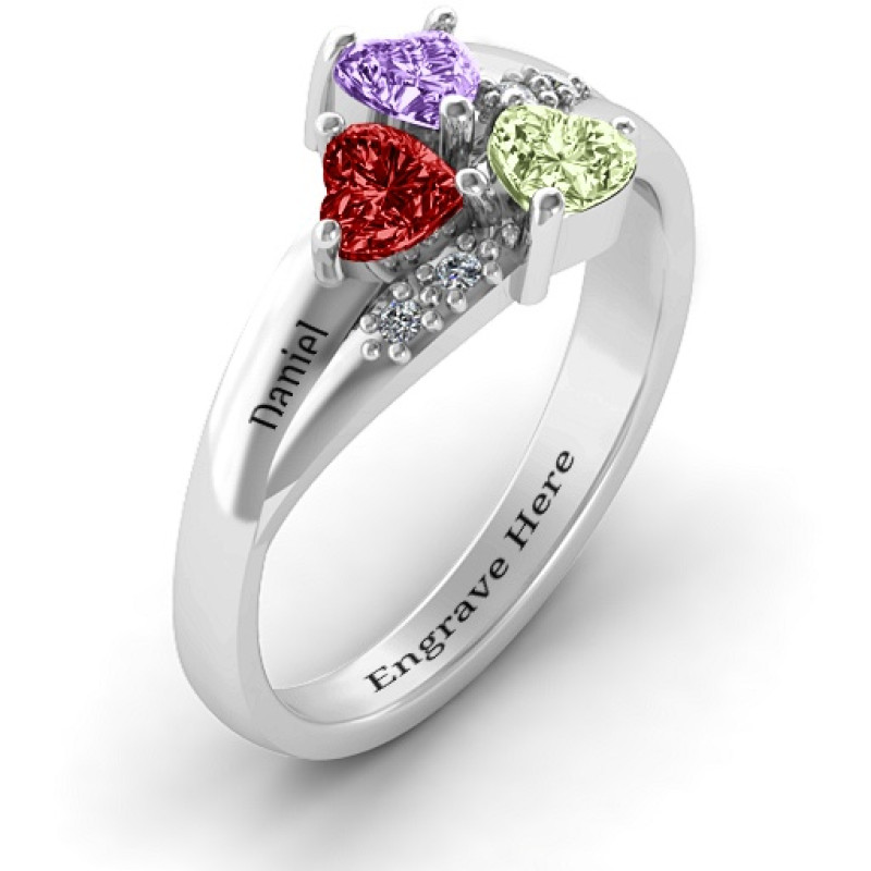 Heart Cluster Ring with Accents - View 3 Heart cluster ring with accent stones, alternate view