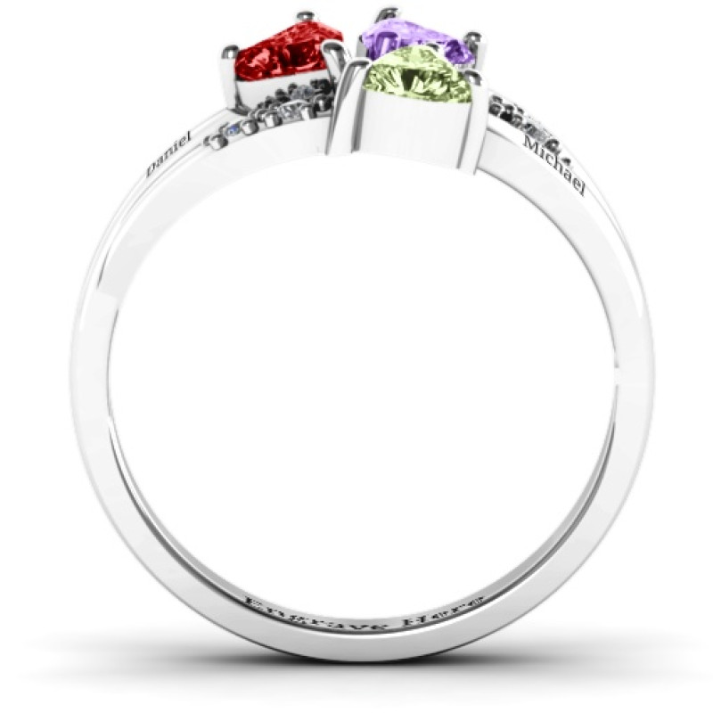 Heart Cluster Ring with Accents - View 4 Heart cluster ring with accent stones, alternate view