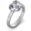 Heart cut-out petite caged hearts ring with infinity band