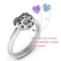 Heart cut-out petite caged hearts ring with infinity band