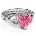 Heart-cut stone ring with open-heart infinity band