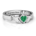 Heart Stone Claddagh Ring with heart-cut stone