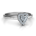 Heart with Halo Promise Ring with heart-shaped centre stone and halo accents