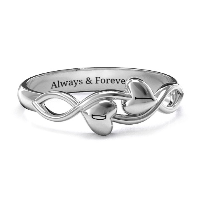 Heavenly Hearts Ring Heavenly Hearts Ring with two hearts and an interwoven infinity-style band