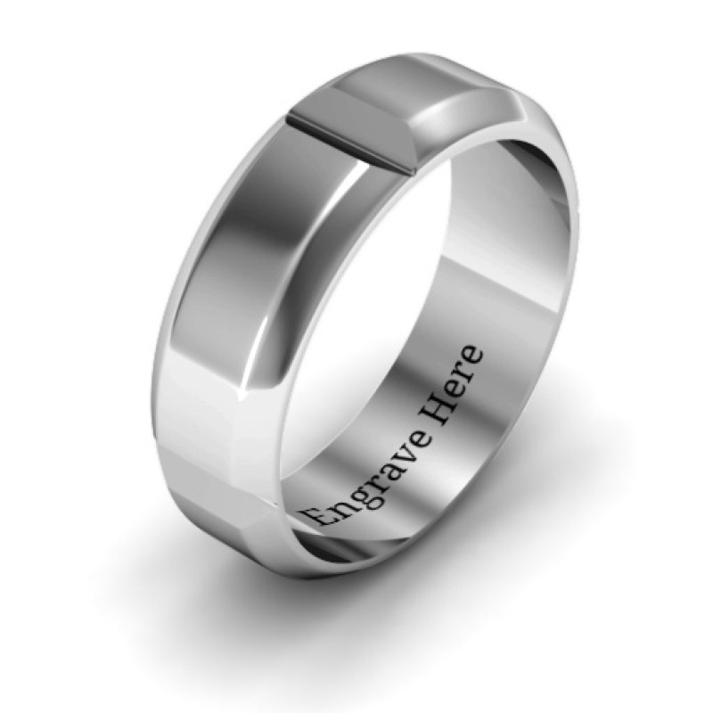 Hercules Quad Bevelled and Grooved Men's Ring